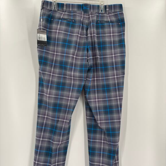 Nike Golf Dri Fit Mens 36x30 Purple Blue Plaid Tour Performance Golf Pants NWT - Picture 7 of 7